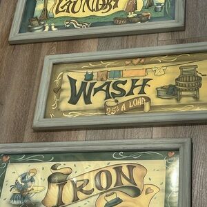Vintage Laundry Wall Decor Set - Gray and Yellow